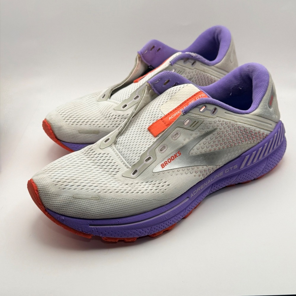 Brooks Adrenaline GTS 22 Womens Running Shoes White Purple Orange Size 9
